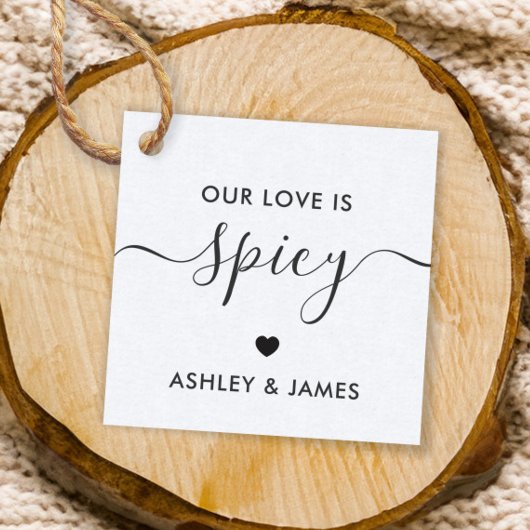 Cadeau Étiquettes de mariage 'Notre amour est épicé'