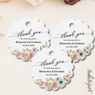 Cadeau Étiquettes de remerciement de mariage florales cor
