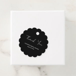 Cadeau Étiquettes de remerciement élégantes à fleurs noir