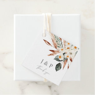 Cadeau Étiquettes de remerciement florales beige et d'her