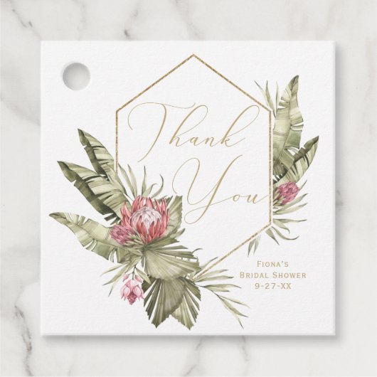 Cadeau Étiquettes de remerciement Tropical Pink Protea (Devant)