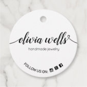 Cadeau Étiquettes de script de signature blanche ronde 2  (Devant)