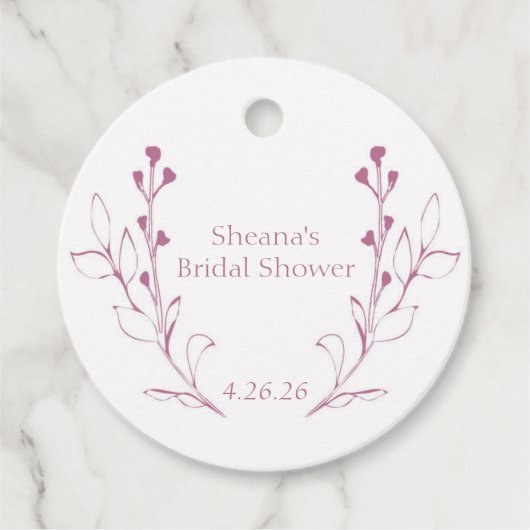 Cadeau Étiquettes Faveur Vignes Roses et Fleurs (Devant)