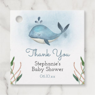 Cadeau Étiquettes Merci Baby shower baleine