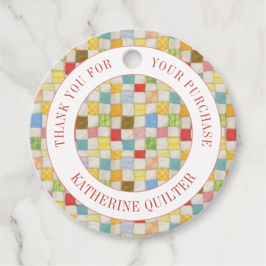 CADEAU ÉTIQUETTES "MERCI" EN PATCHWORK FOU RONDES (Devant)