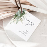 Cadeau Étiquettes Merci vert et feuille d'or Favor<br><div class="desc">Nous avons conçu ces étiquettes vert et feuille d'or pour compléter votre réception boho simple mais élégante. Il présente des feuilles modernes d'eucalyptus vert et blanc, du feuillage de fougères, une fleur succulente et un minimum de feuilles de feuille d'or. Ces éléments donnent l'impression d'une forêt enchantée d'aquarelle capricieuse, parfaite...</div>