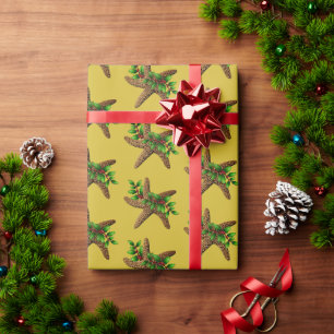 Cadeau Étoile de mer et papier de Noël de plage Holly Gol