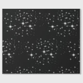 Cadeau Étoiles blanches sur papier d'emballage noir (Plat)