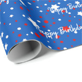 Cadeau Étoiles D'Anniversaire Sur Papier Bleu (Coin rond)