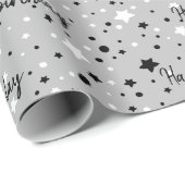 Cadeau Étoiles D'Anniversaire Sur Papier Gris (Coin rond)