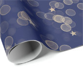 Cadeau Étoiles et points d'or sur papier d'enveloppement  (Coin rond)