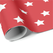 Cadeau Étoiles rouges et blanches Papier d'enveloppement  (Coin rond)