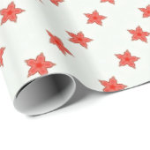 Cadeau étoiles rouges sur papier blanc (Coin rond)
