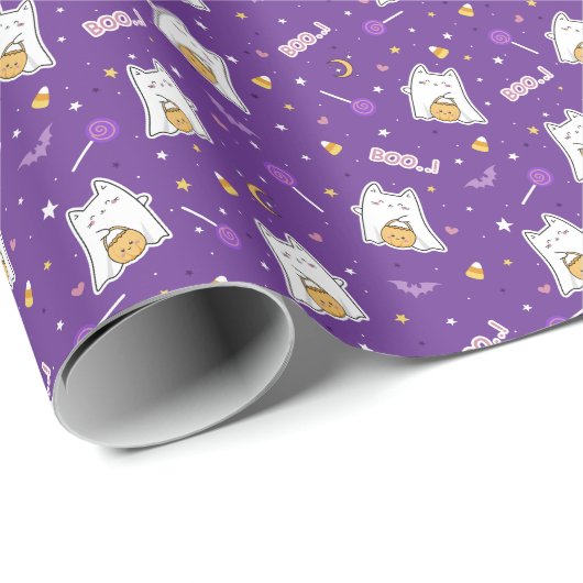 Cadeau Fantôme de chat d'Halloween - Rouleau de papier d' (Coin rond)