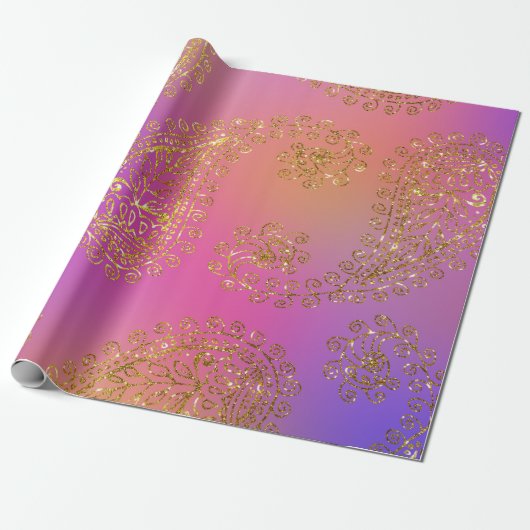 Cadeau Faux papier d'aluminium doré arabe Bollywood (Déroulé)