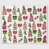 Cadeau Festive Gnomes Argent Stars Envelopper Papier (Plat)