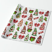 Cadeau Festive Gnomes Argent Stars Envelopper Papier (Déroulé)