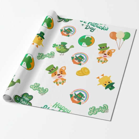 Cadeau Festive St. Patrick’s Day Wrapper Papier (Déroulé)