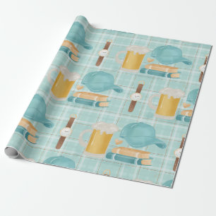 Cadeau fête des pères motif papier d'emballage mignon, él