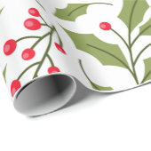 Cadeau Feuillage d'hiver Papier à enveloppement de Noël (Coin rond)