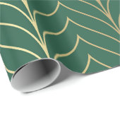 Cadeau Feuille d'or et papier d'emballage vert (Coin rond)