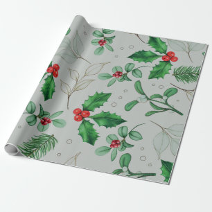 Cadeau Feuille papier Motif de Noël aquarelle