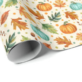 Cadeau Feuilles de chute d'aquarelle et papier d'envelopp (Coin rond)