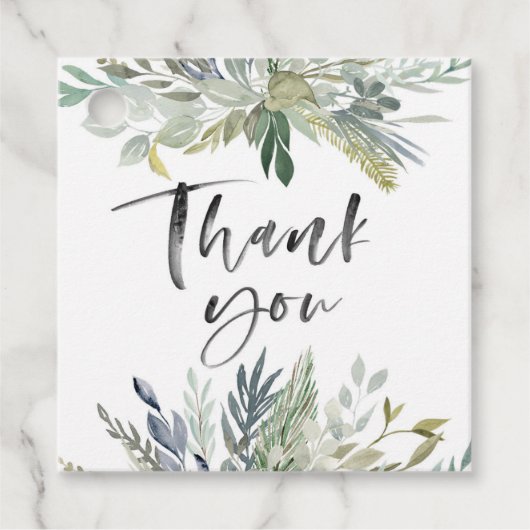 Cadeau Feuilles de feuillage vert étiquettes de remerciem (Devant)