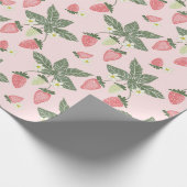 Cadeau Feuilles de fraises papier d'emballage rose et ver (Coin)
