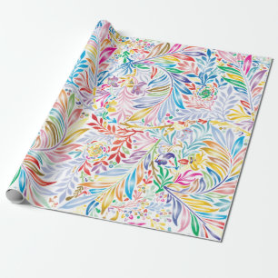 CADEAU FEUILLES DE PAPIER À MOTIF FLORAL ET FEUILLU COLOR