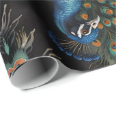 Cadeau Feuilles de papier d'enveloppement de paon (Coin rond)