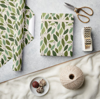 Cadeau Feuilles écolo et papier d'emballage feuillage