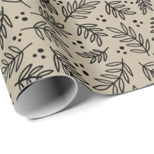 Cadeau Feuilles et pointes Papier à enveloppement neutre