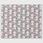 Cadeau Feuilles papier d'enveloppement de chats de Noël (Plat)