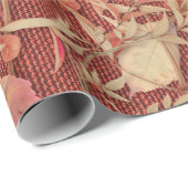 Cadeau Feuilles rouge pourpre Burlap Papier d'enveloppeme (Coin rond)