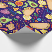 Cadeau Fiesta de taco sur le papier d'emballage bleu (Coin)