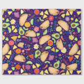 Cadeau Fiesta de taco sur le papier d'emballage bleu (Plat)