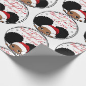 Cadeau Fille noire de Noël Afro Papier à envelopper (Coin)