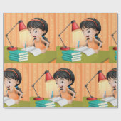 Cadeau Fille Travaillant Sur Un Papier D'Enveloppement De (Plat)