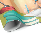 Cadeau Fille Travaillant Sur Un Papier D'Enveloppement De (Coin rond)