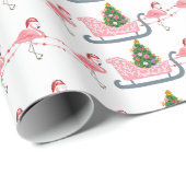 Cadeau Flamant rose côtier papier d'emballage de noël (Coin rond)