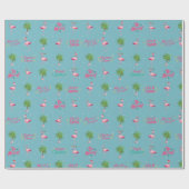 Cadeau Flamant rose Noël Papier à envelopper Conception p (Plat)