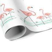 Cadeau Flamant rose Ocean Trio 2 papier d'emballage (Coin rond)