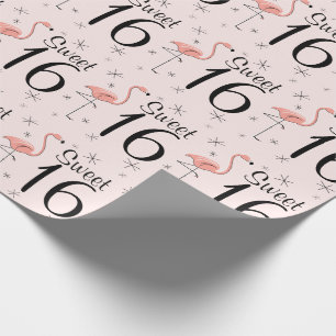 Cadeau Flamant rose rose 'Sweet 16' papier d'emballage