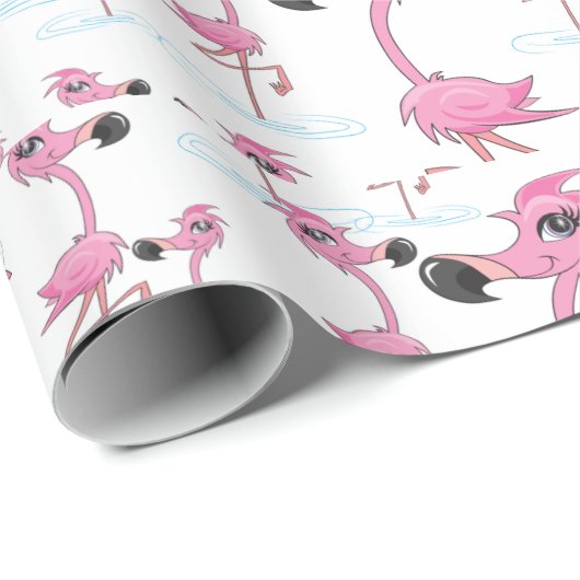Cadeau Flamants roses roses mignons Papier d'enveloppemen (Coin rond)