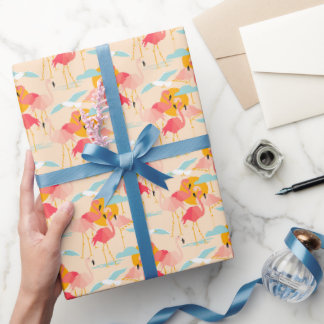 Cadeau Flamants roses tropicaux roses sur papier d'envelo