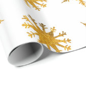 Cadeau Flammes de neige dorées Papier à écrêter (Coin rond)