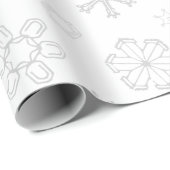 Cadeau Flammes de neige grises sur papier d'enveloppement (Coin rond)