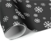 Cadeau Flammes de neige sur papier d'emballage noir (Coin rond)