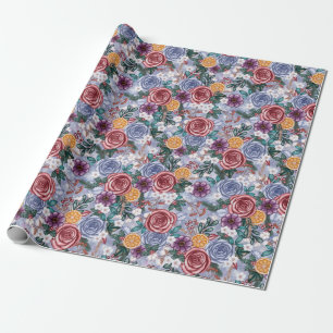 Cadeau Fleur d'hiver Yule Papier d'enveloppement de Noël